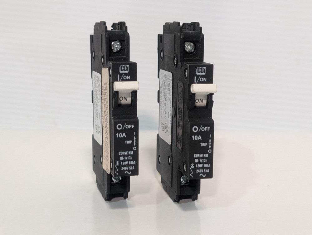 Lot of 2: CBI/ Weidmüller QL-1(13)-DM-KM-10A-LW Circuit Breakers, 10A, Curve KM