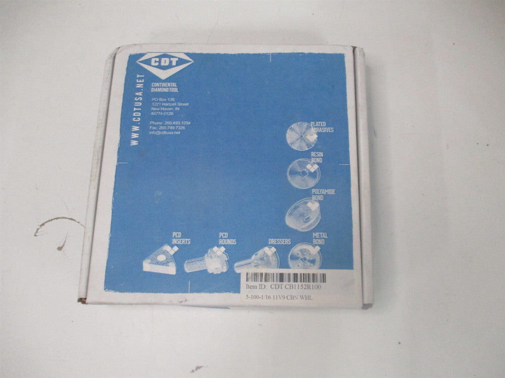 CDT (CB1152R100) 5" x 1.75" x 1.25" OAL Diamond Cutter Grinding Wheel 