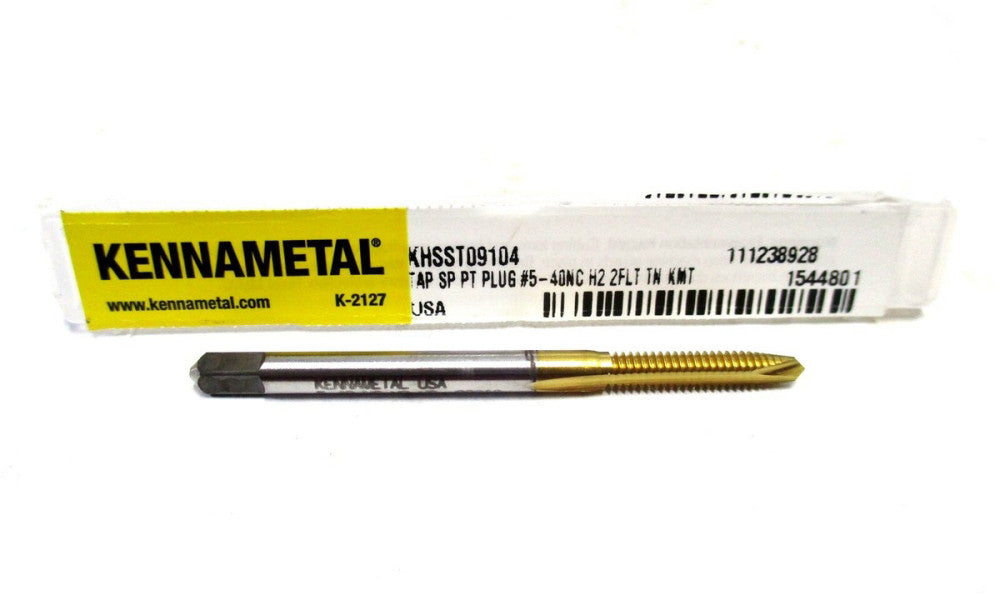 Kennametal (1544801) #5-40 UNC 2B/3B H2 2-Flute RH HSS Spiral Point Plug Tap