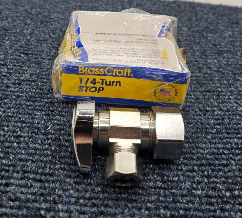 (QTY 2) BrassCraft G2CR19X C: 1/4 Turn Angle Stop 1/2" x 3/8" Compression Valve