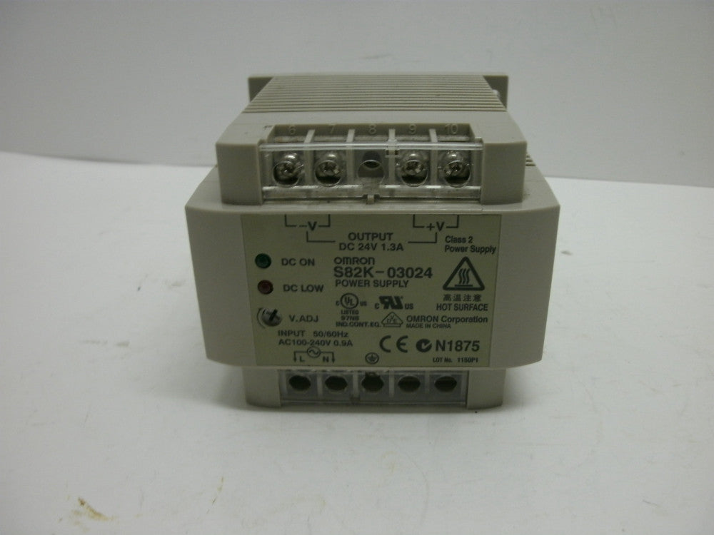 OMRON S82K-03024 POWER SUPPLY OUTPUT DC 24V 1.3A INPUT 100-240V 0.9A
