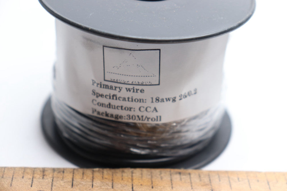 Primary Wire Cable CCA Conductor Balck 18 AWG 26/.2 30M Roll