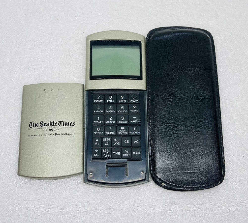 Vintage Metal Global Calculator World Time “The Seattle Times “ Logo C3