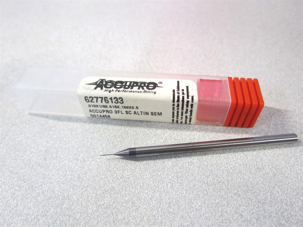 (6501147) 0.0100 x 0.0150" x 0.1250" x 2.5000" Solid Carbide 3Fl Square End Mill