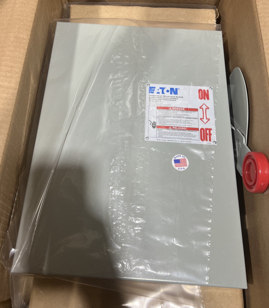 Eaton DCU3061URM 30 Amp 600 Volt Photovoltaic Disconnect Switch Nema 3R Nos