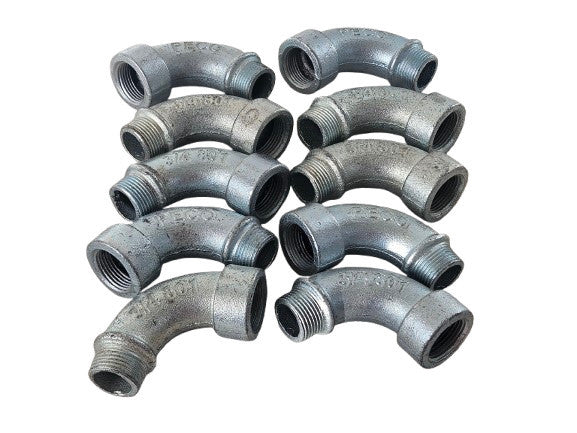 (10) PECO 801 3/4" Rigid 90Deg Elbow Zinc Plated Malleable Iron APPLETON ELMFL