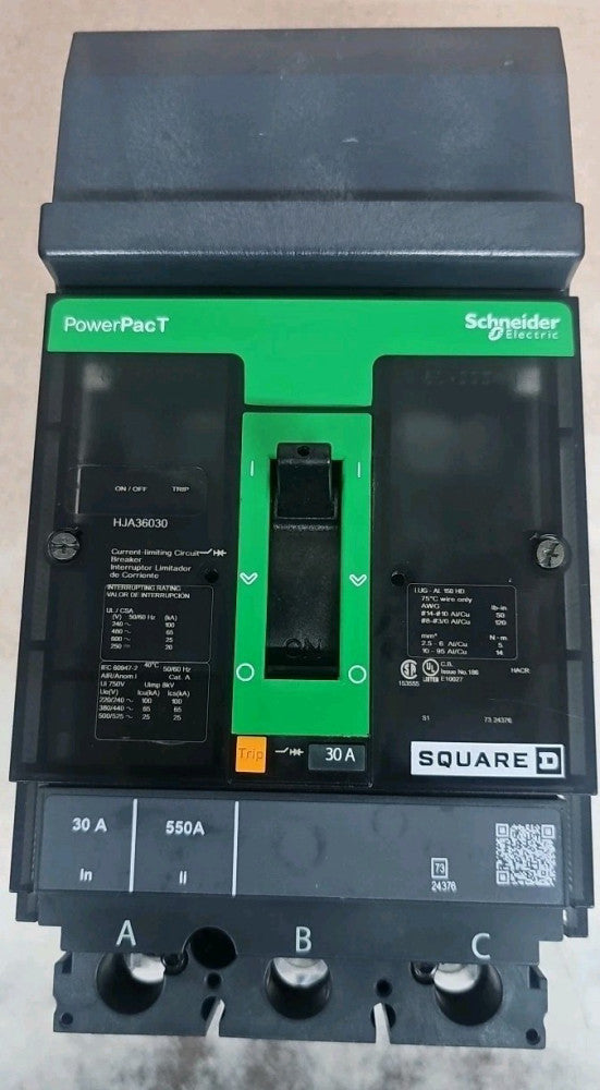 Square D HJA36030 3Pole 30A 600V Breaker NTO