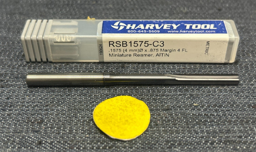 HARVEY TOOL MINIATURE REAMER RSB1575-C3  4 FLUTE REAMER DIAMETER  .1575