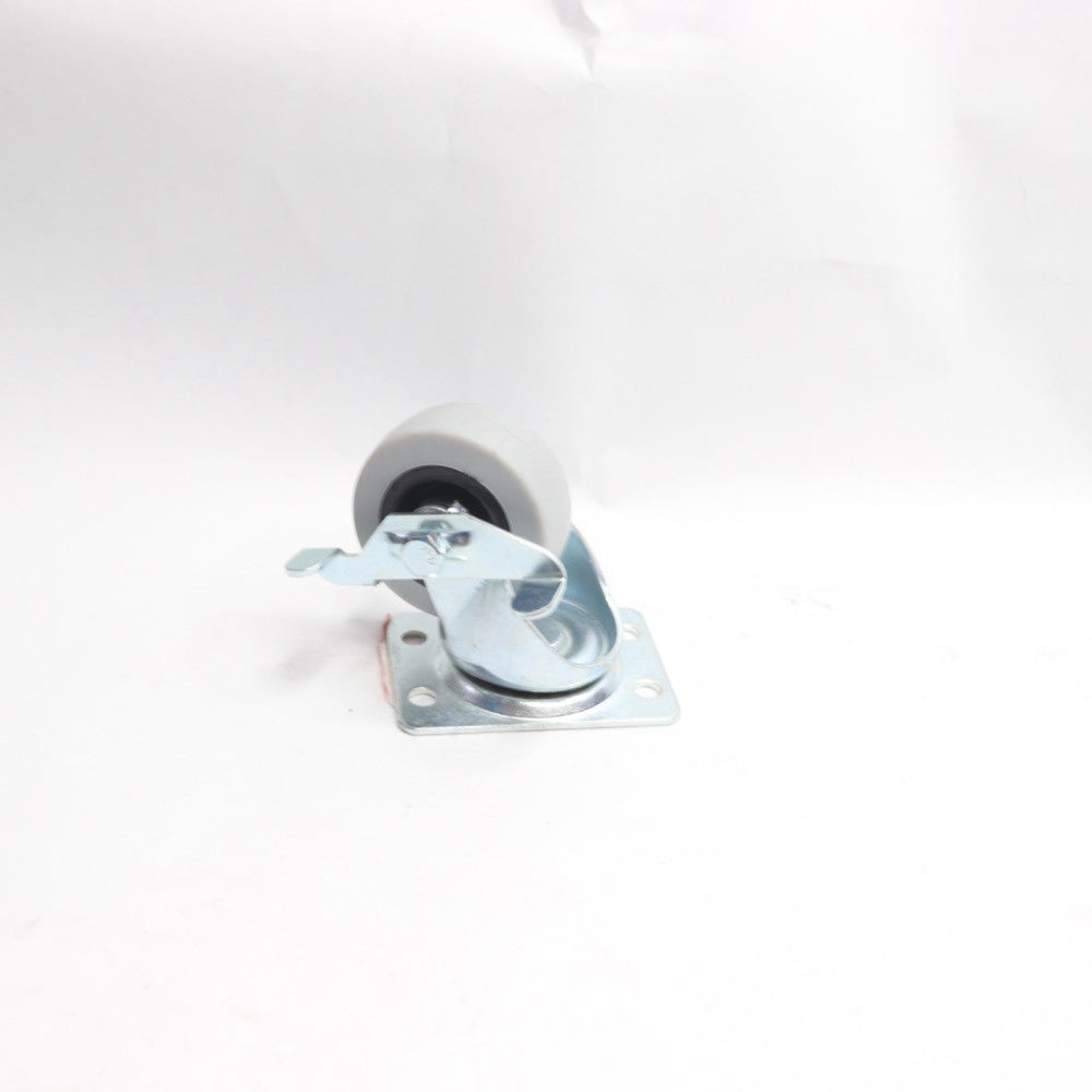Everbilt Swivel Plate Caster w/ Locking Brake Gray Rubber Like TPR & Steel 2"