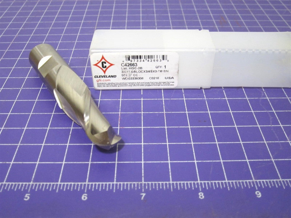 Cleveland 3/4" HSCO 2F 30° Helix Ball End Mill 1-5/8" LOC x 3-7/8" OAL