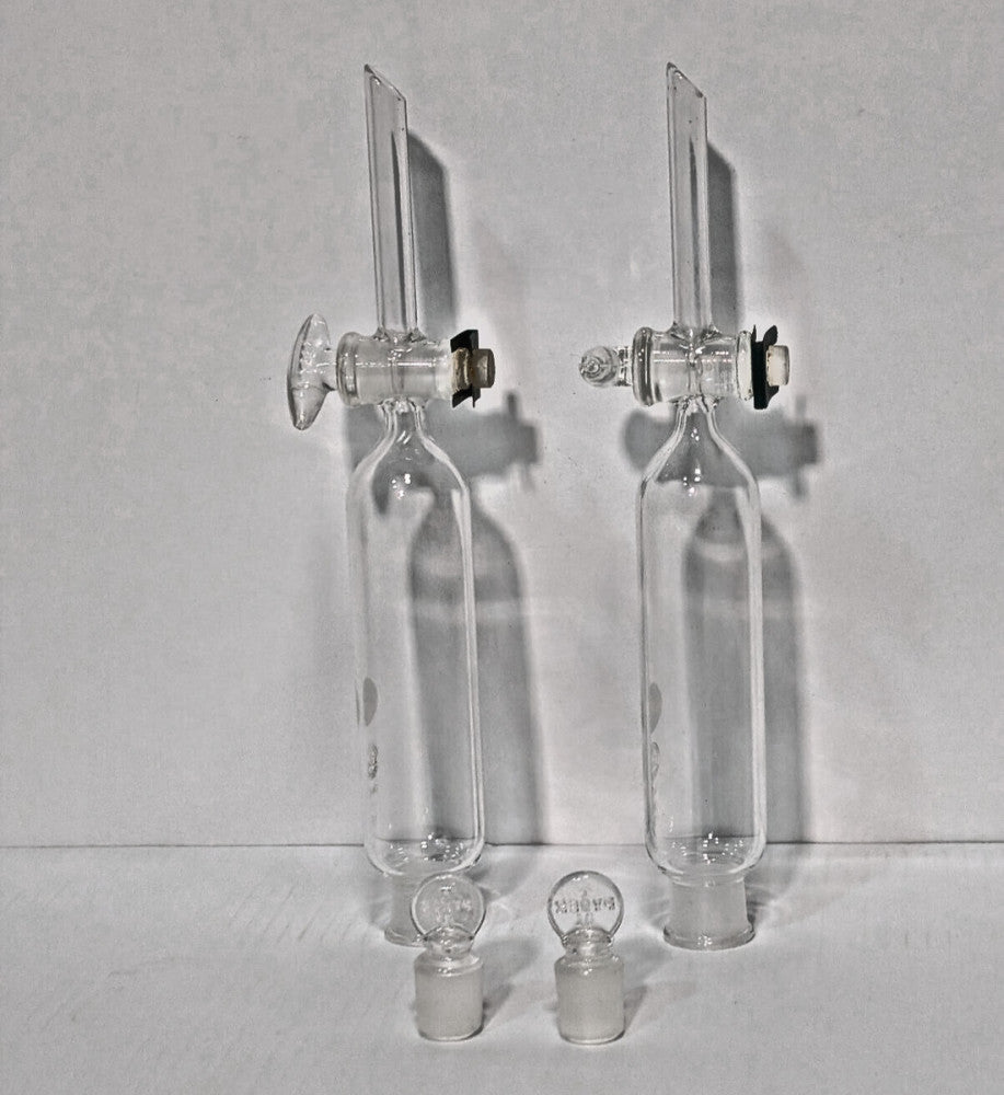 Lot of 2: Pyrex 60mL Labaratory Funnels with Glass Stoppers, Made in USA