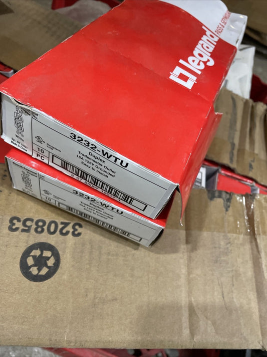 (20) LEGRAND Pass & Seymour  Duplex Outlet, White, 2-Pole, 3-Wire Grounding