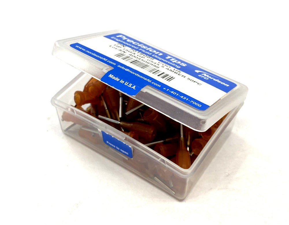 Nordson EFD 7018068 Precision Dispense Tip 15GA GP 0.054" x 0.5" Amber 50-PACK