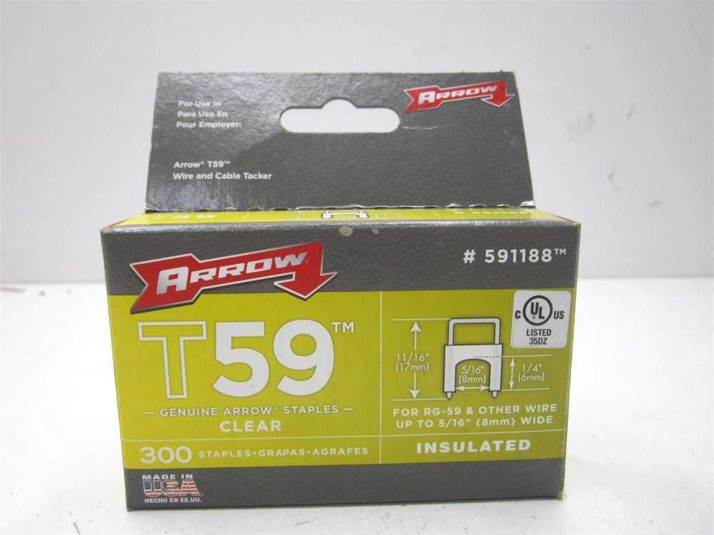 Arrow Fastener (591188) 1/4" x 5/16" Clear T59 Insulated Staples 