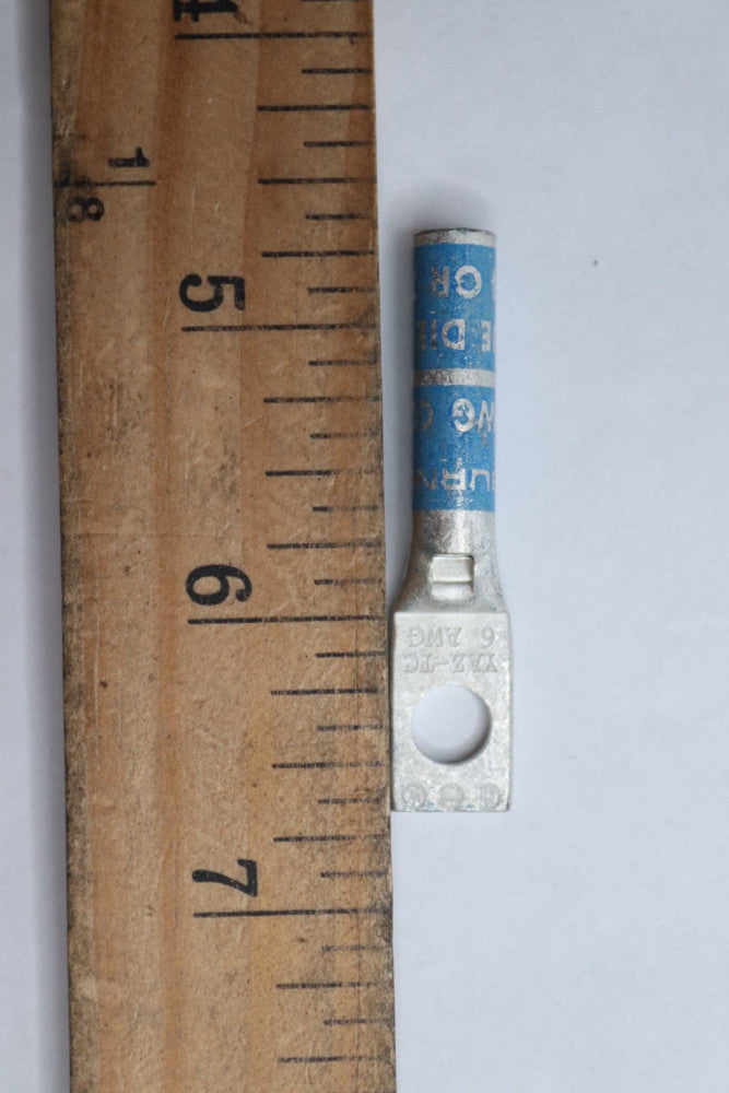  Burndy 6 AWG Die 6 STR CU Compression Terminal Lug Blue YAZ-TC