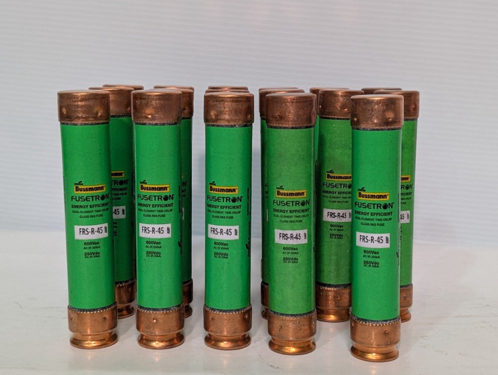Lot of 17 Cooper Bussman Fusetron FRS-R-45A Class RK5 Fuses, Time Delay