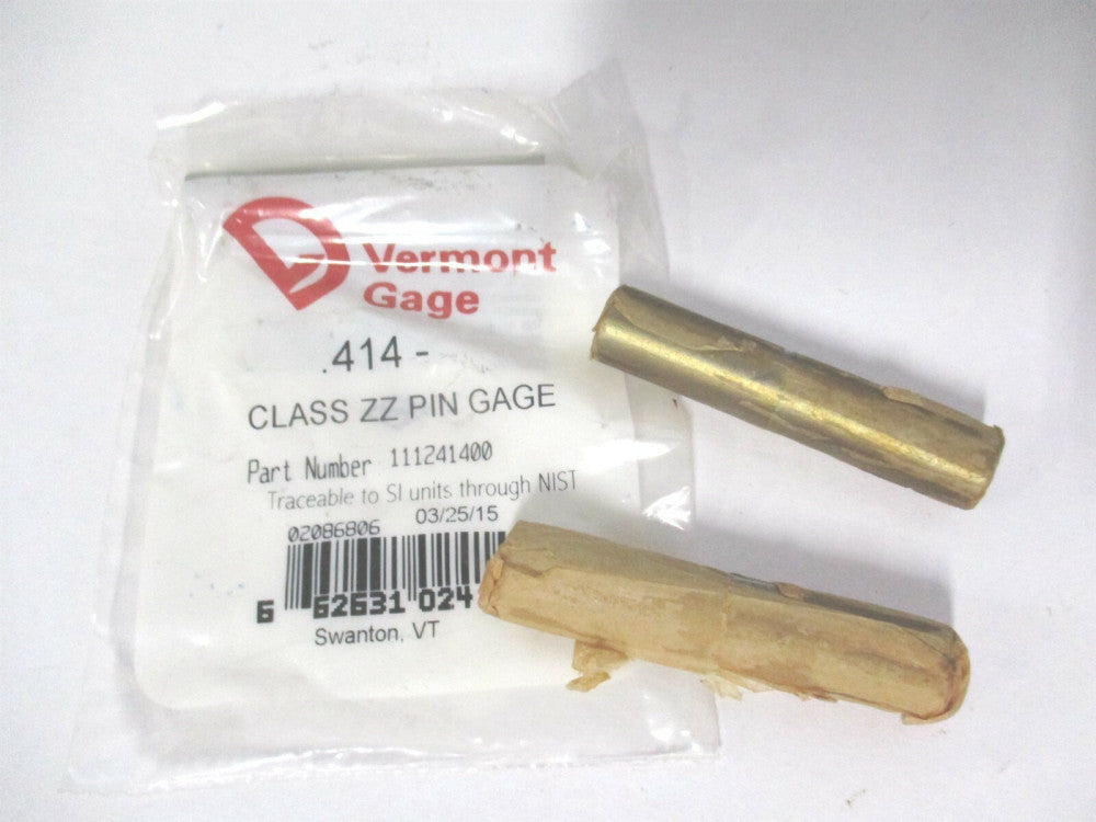 Vermont Gage (111241400) 0.414" Diam Class ZZ Minus Plug & Pin Gage - Lot of 3