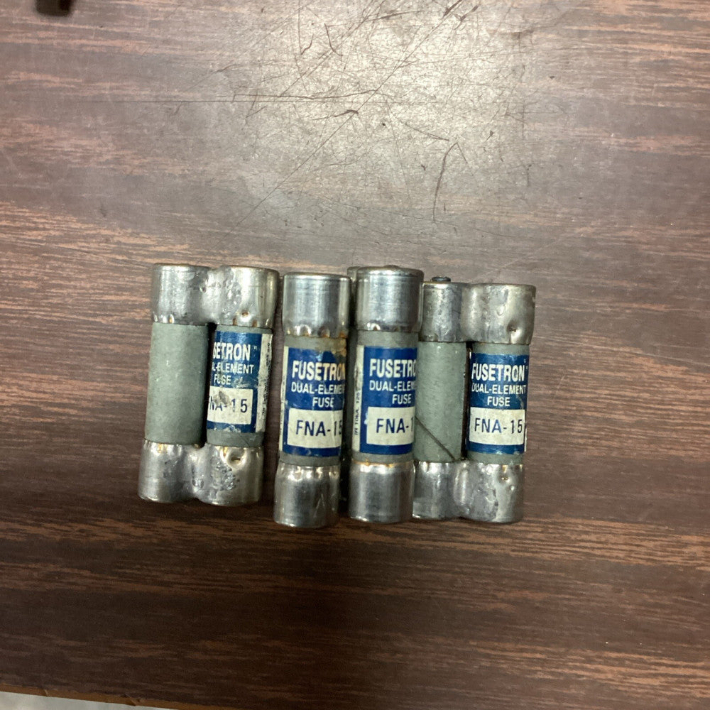 BUSSMANN FUSETRON FNA15- 15AMP, 125V, DUAL-ELEMENT FUSES- LOT OF 4
