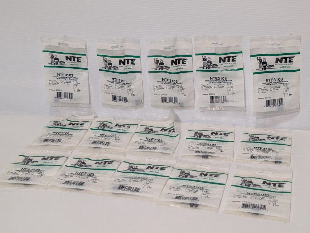 Lot of 15: NTE NTE3103 Anti-Stat Photo Coupled Interrupter Modules, NPN Output