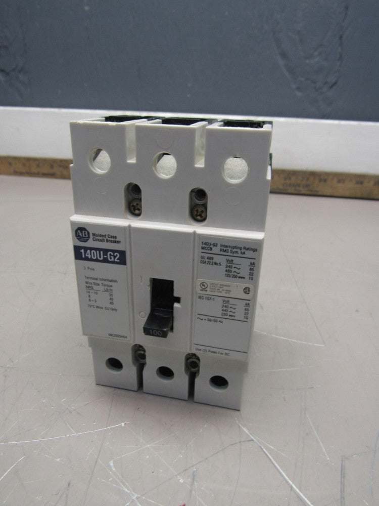 ALLEN BRADLEY 140U-G2 100A MOLDED CASE CIRCUIT BREAKER, USED TAKEOUT! MAKE OFFER