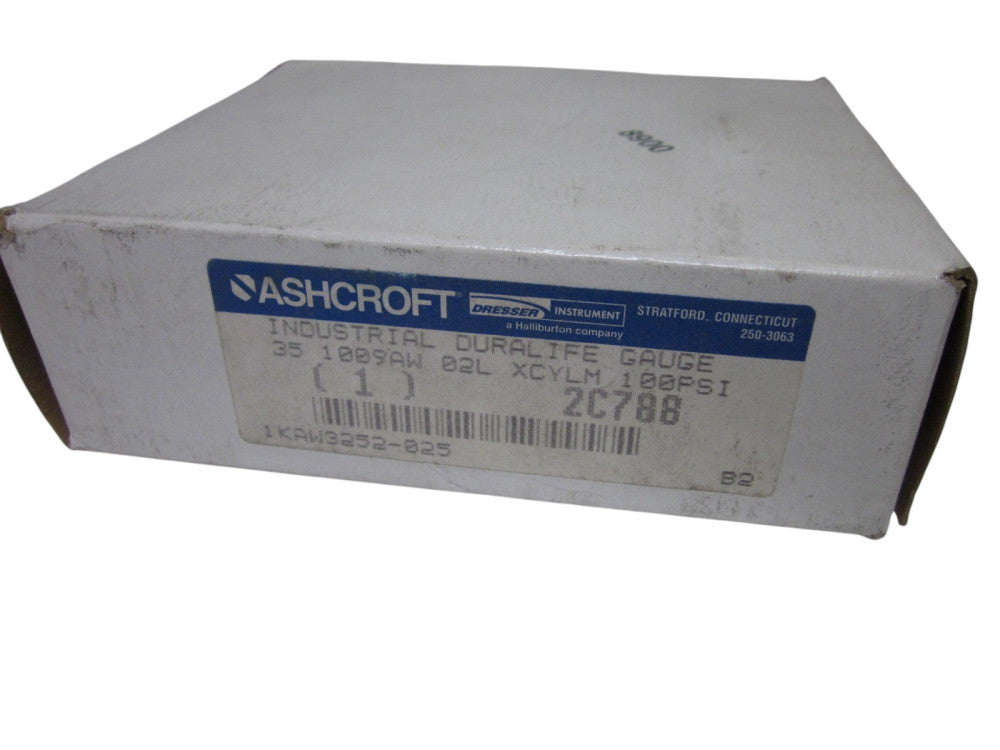 ASHCROFT 351009AW02LXCYLM-100# PRESSURE GAUGE 0-100 PSI(AS PICTURED)NSMP