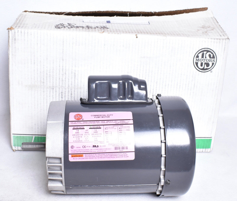 US Motors Electric Commercial Duty Pump Motor 1/2Hp Ph1 50/60Hz  EC03