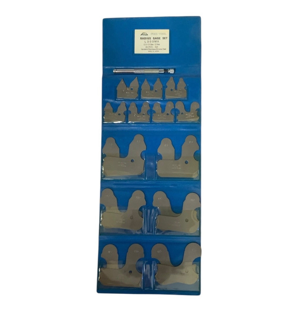 FUJI TOOL Radius Gage Set L300MX 0.5 - 13.0mm 0.5mm 26 Pc Set - Made in Japan