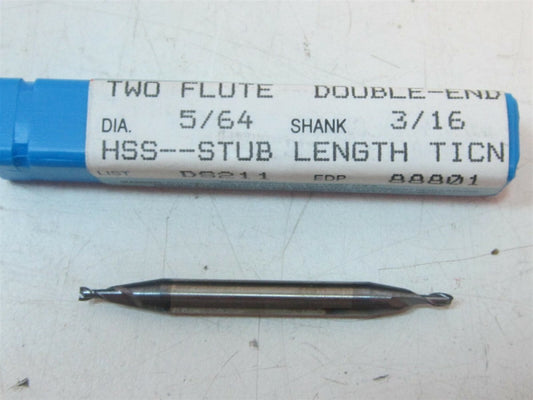 64029 Niagara 5/64 X 3/16 X 1/8 X 2 HSS Square Double End Mill New