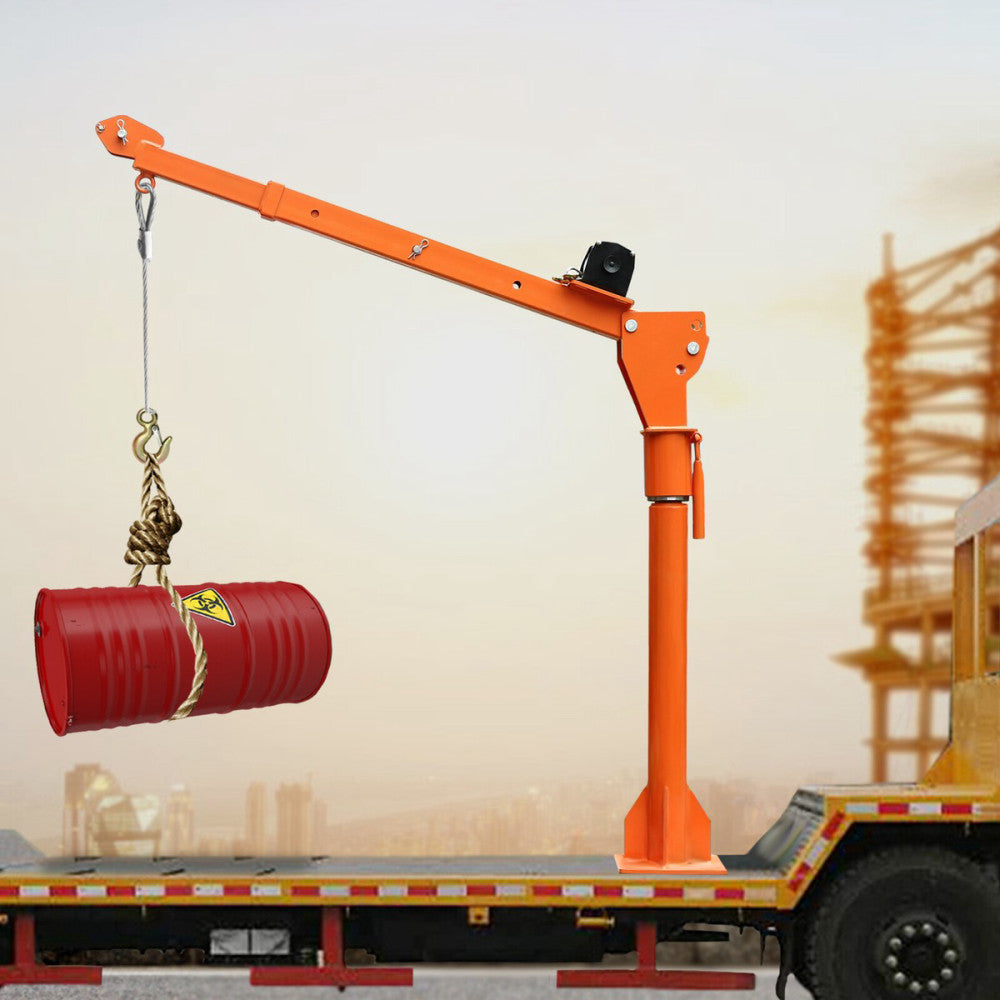 1100LB Truck-Mounted Crane Hoist Pickup Truck Jib Crane w/3000lb Electric Winch