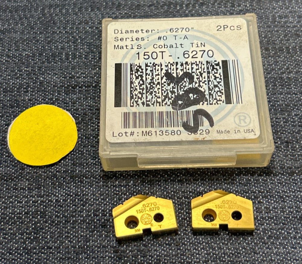 COBALT DRILL INSERT 150T-.6270  DIAMETER .6270" SERIES #0  T-A  LOT OF 2