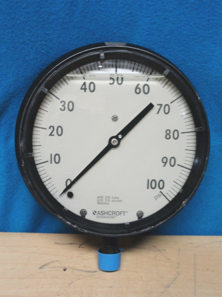 ASHCROFT - DURGAUGE - 0-100 PSI - SIZE 6½" - PART NUMBER 60-1379 - NEW NO BOX