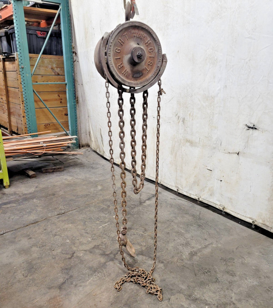 WRIGHT 2 TON IMPROVED MODEL HIGH SPEED HAND HOIST, 23585, 115" HAND CHAIN LENGTH