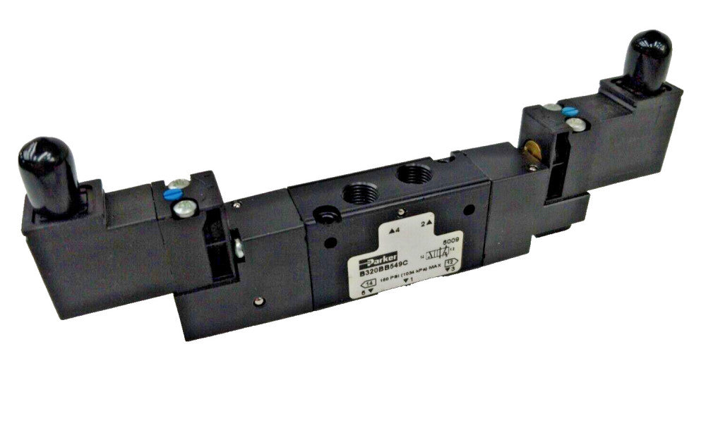 PARKER DOUBLE SOLENOID 4-WAY PNEUMATIC 2-POSITION VALVE  B320BB549C