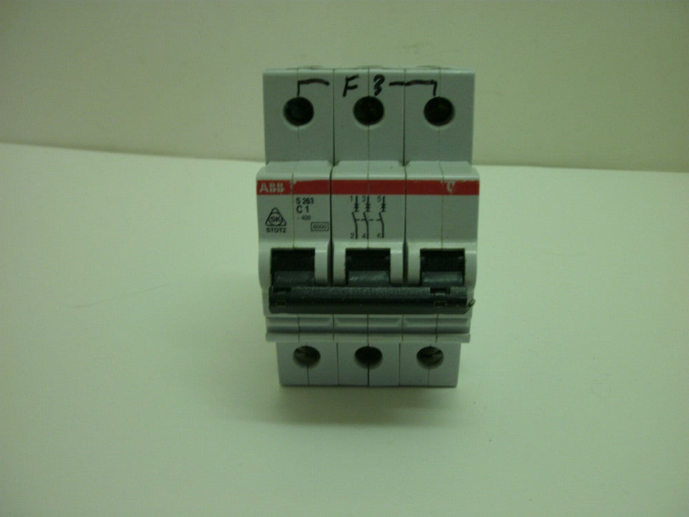 ABB S263 C1 CIRCUIT BREAKER 1 AMP 3 POLES ~400 277/480 V A.C.