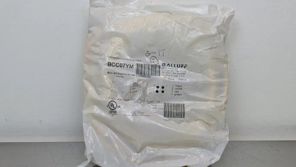 Balluff BCC07YM Cordset BCC A314-A314-30-346-VX44W6-030 7/8" Male/Female 4-Pin 3