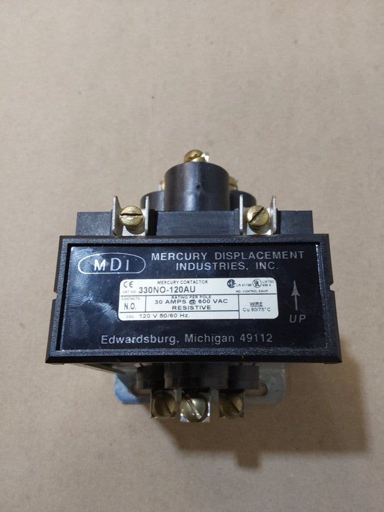  MERCURY CONTACTOR 330N0-120AU 120V COIL 30A AMP 600Vac 