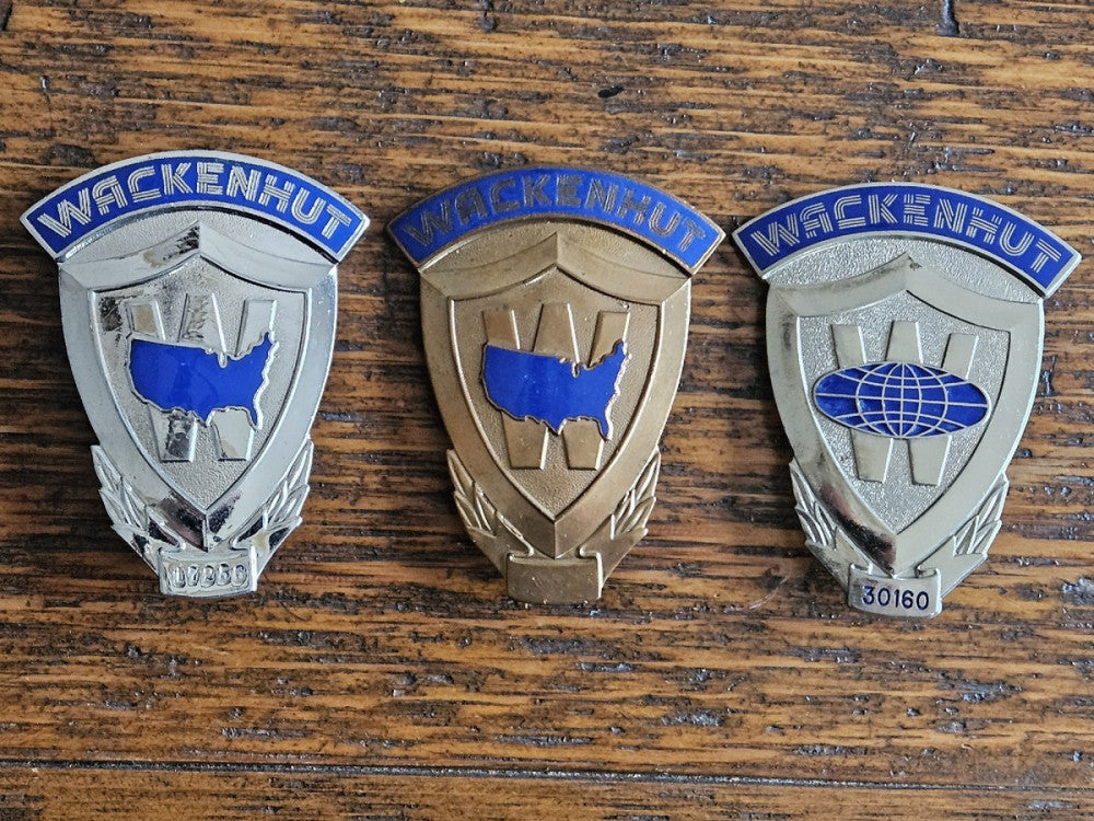  3 Vintage Obsolete Wackenhut Security Guard Badges 