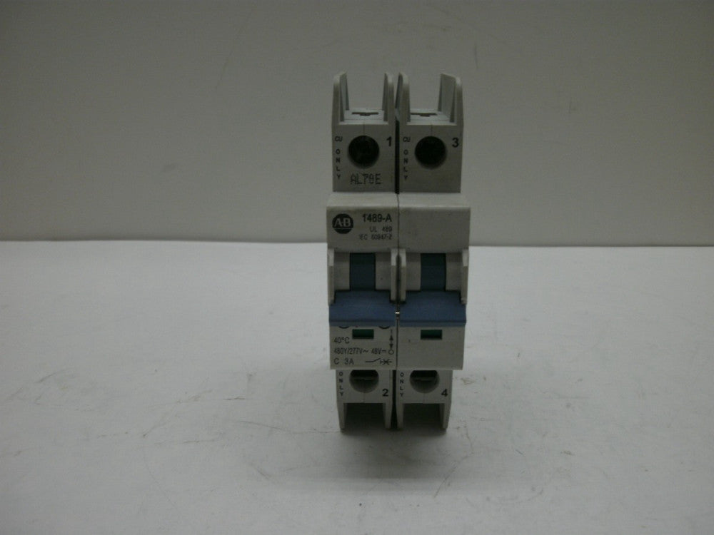 ALLEN BRADLEY 1489-A2C030 SER A CIRCUIT BREAKER 3 AMP 2 POLE 480Y/277V