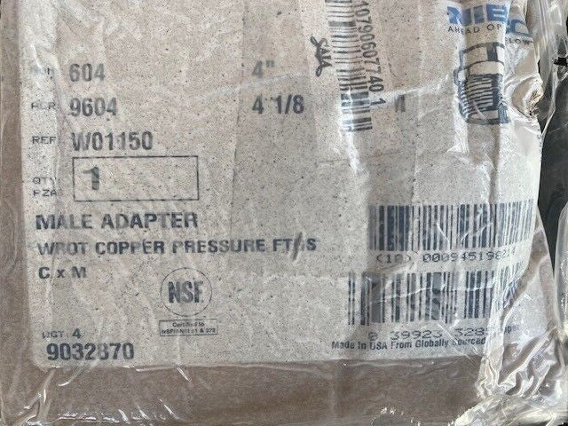 4 In. Copper Adapter Fitting CxM WROT NIBCO 604 9032870