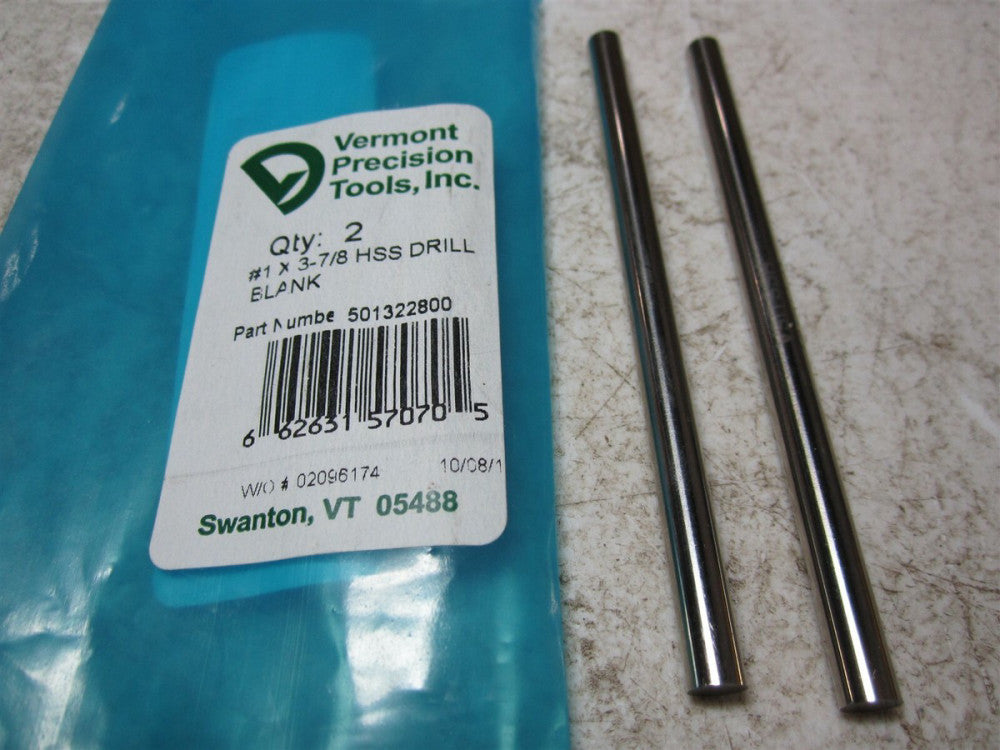 Vermont Precision Tools (501322800) Size #1 x 3-7/8" HSS Drill Blank - Pack of 2