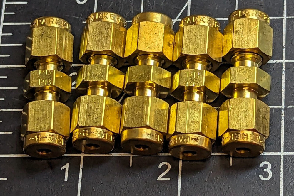 (5) 1/8”x1/8” Brass Compression Tube Union A-Lok Parker 2SC2-B [B6BY]