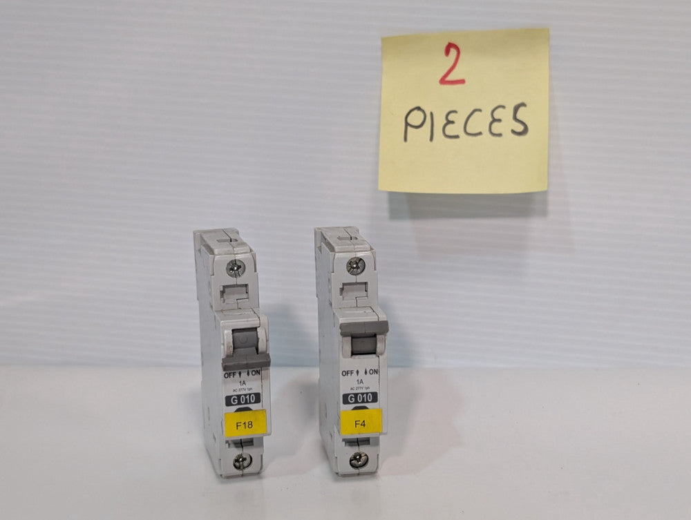Lot of 2 Allen-Bradley 1492-CB1 G010 Miniature Circuit Breakers, 1 Amp