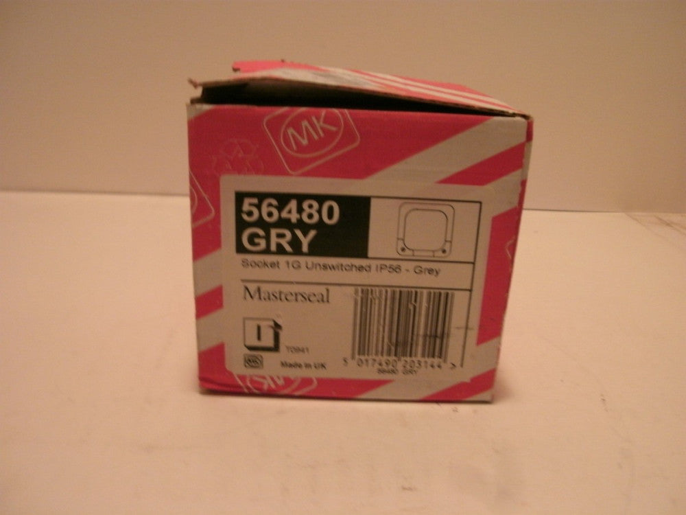 MK MASTERSEAL 56480-GRY INDUSTRIAL POWER SOCKET 1G INSWITCHED IP56 GREY NIB