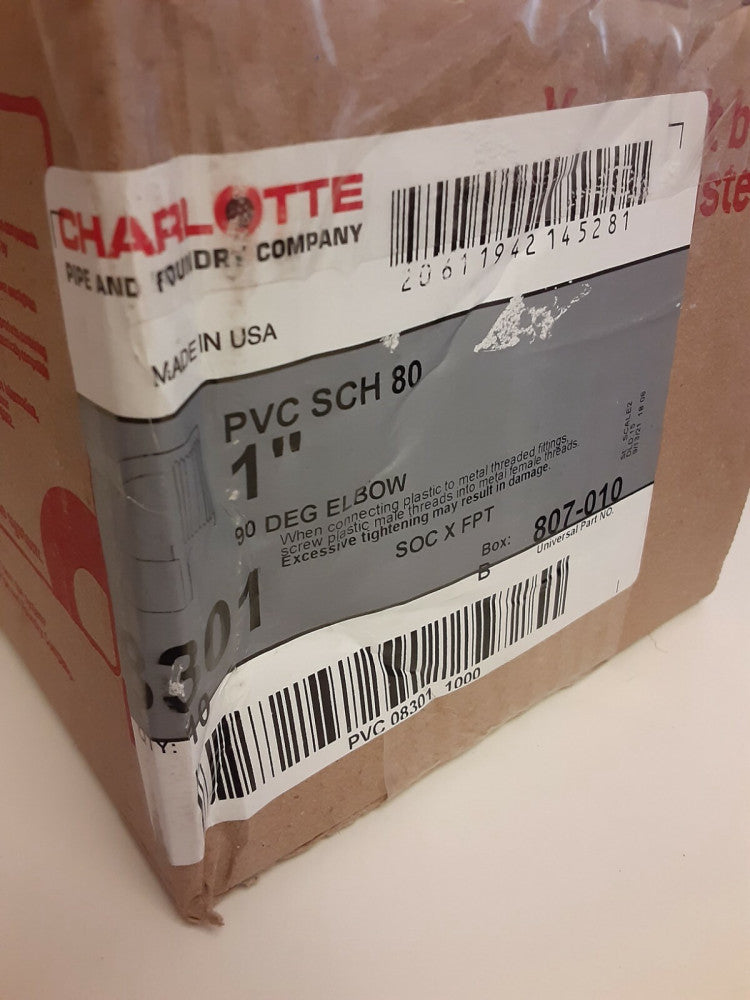 BRAND NEW charlotte 90 deg. elbow 8301, 807-010 (10 PC LOT)