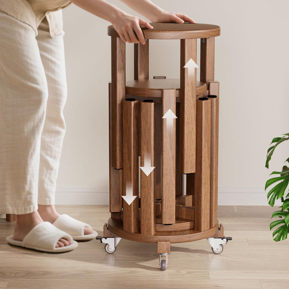 Stackable Stools Set of 4,Wood Chair on Wheels Sturdy and Durable,Dining Chai...