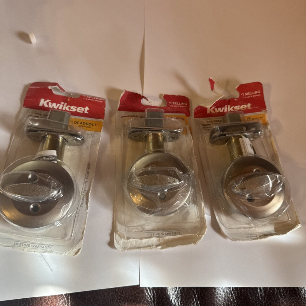Lot Of 3 Kwikset 663 15 CP RCL RCS Single-Sided Deadbolt in Satin Nickel