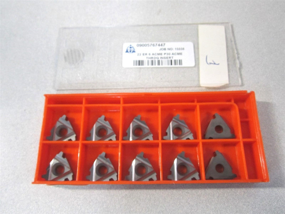 Carmex (22ER6ACMEP30) 22 ER 6 ACME P30 Carbide Laydown Threading Insert - Qty 10