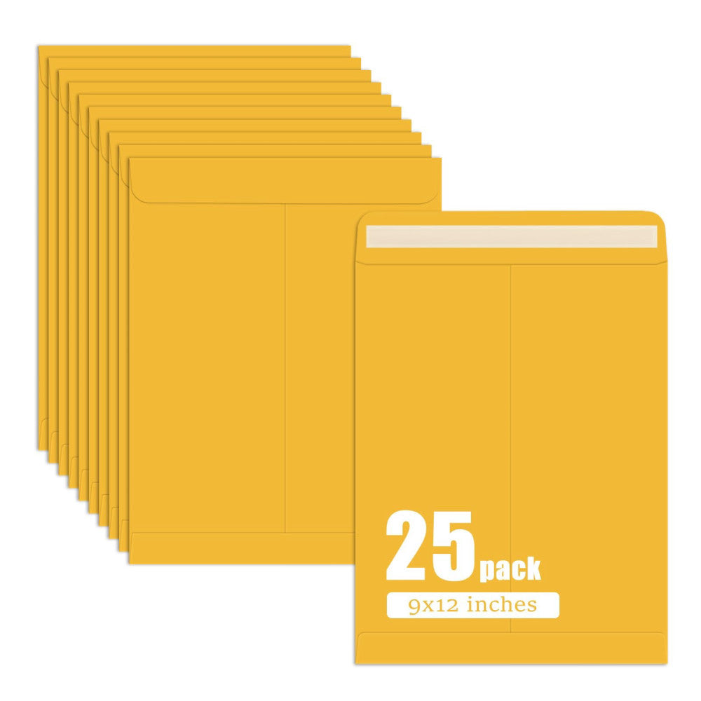 slapaflife 25 Pack Manilla Envelopes 9 x 12 Brown Letter Size Self-Seal Manil...