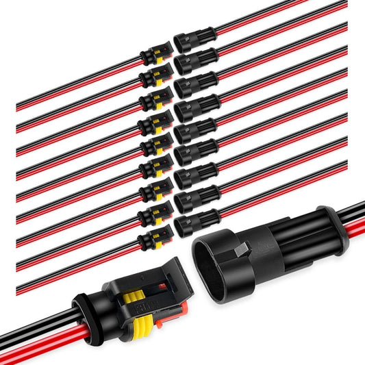 10-Pack 50020R 2-Pin 16AWG Waterproof Wire 1.5mm Series Terminal Connector