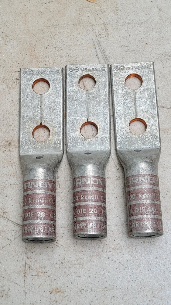 Lot Of 3 Burndy YA34-2NU Compression Lugs 500 Kcmil CU